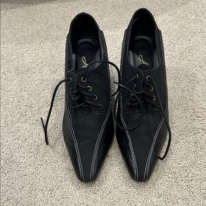 Annie Black Lace-Up Heels